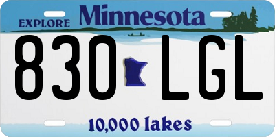 MN license plate 830LGL