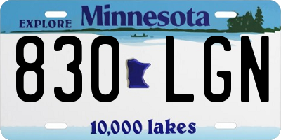 MN license plate 830LGN