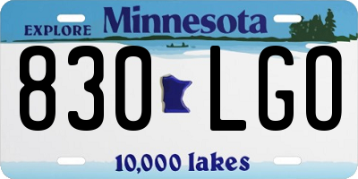 MN license plate 830LGO