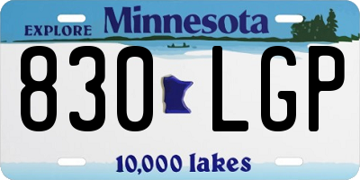 MN license plate 830LGP