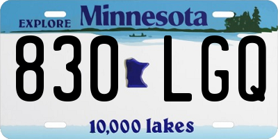 MN license plate 830LGQ