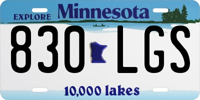MN license plate 830LGS