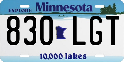 MN license plate 830LGT