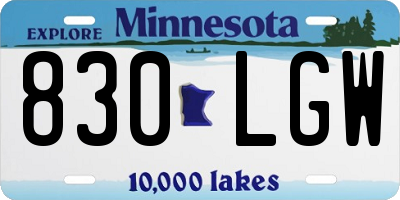 MN license plate 830LGW