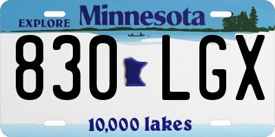 MN license plate 830LGX