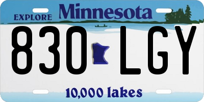 MN license plate 830LGY