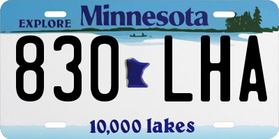 MN license plate 830LHA
