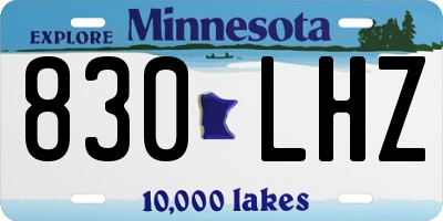 MN license plate 830LHZ