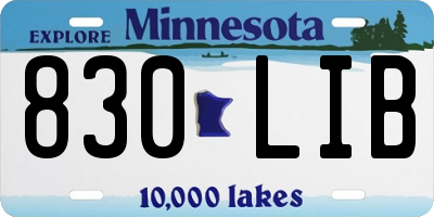 MN license plate 830LIB