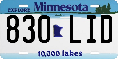 MN license plate 830LID