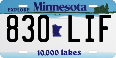 MN license plate 830LIF