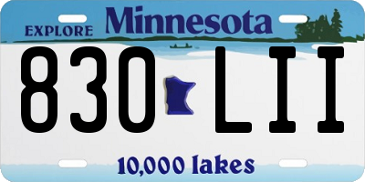 MN license plate 830LII