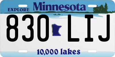 MN license plate 830LIJ