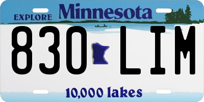 MN license plate 830LIM