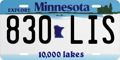 MN license plate 830LIS