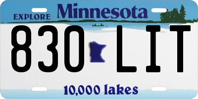 MN license plate 830LIT