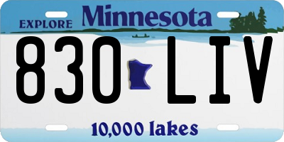 MN license plate 830LIV