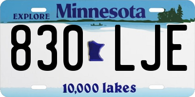 MN license plate 830LJE