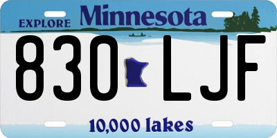 MN license plate 830LJF
