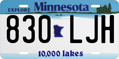 MN license plate 830LJH