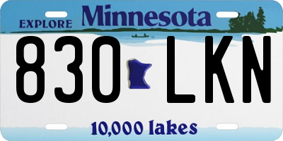 MN license plate 830LKN