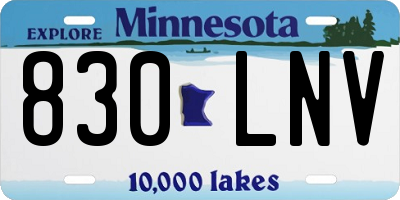 MN license plate 830LNV