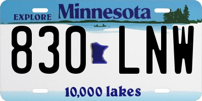 MN license plate 830LNW