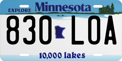 MN license plate 830LOA