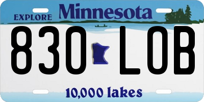 MN license plate 830LOB