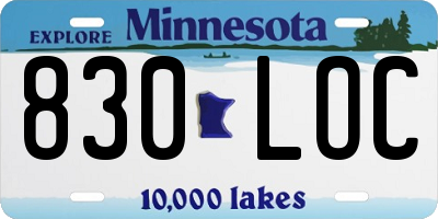 MN license plate 830LOC