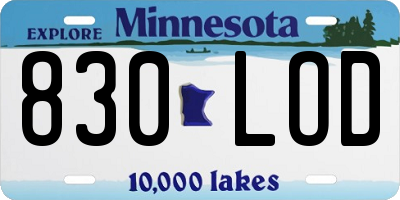 MN license plate 830LOD