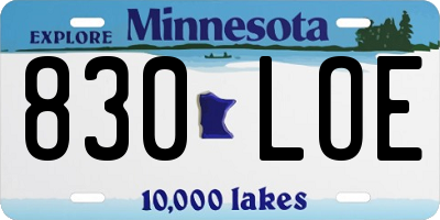 MN license plate 830LOE