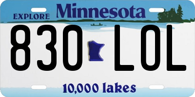 MN license plate 830LOL