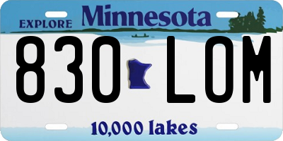 MN license plate 830LOM