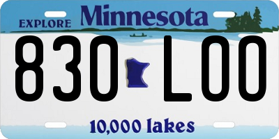 MN license plate 830LOO