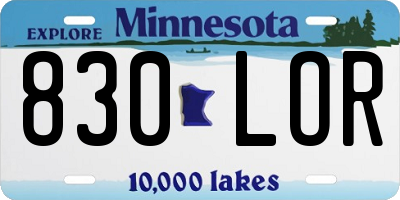 MN license plate 830LOR