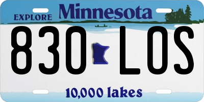 MN license plate 830LOS