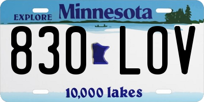 MN license plate 830LOV