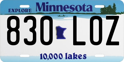 MN license plate 830LOZ