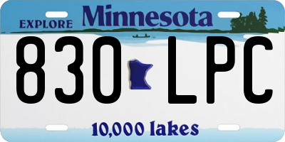 MN license plate 830LPC