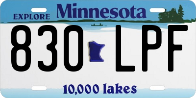 MN license plate 830LPF