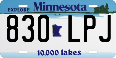 MN license plate 830LPJ