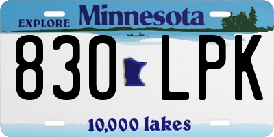 MN license plate 830LPK