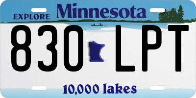 MN license plate 830LPT