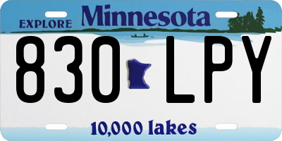 MN license plate 830LPY