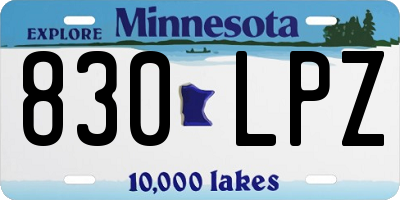 MN license plate 830LPZ