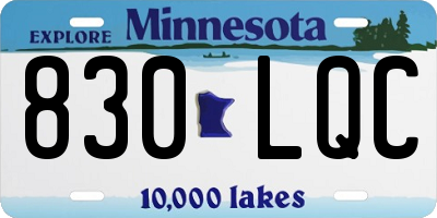 MN license plate 830LQC