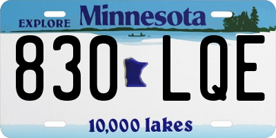 MN license plate 830LQE