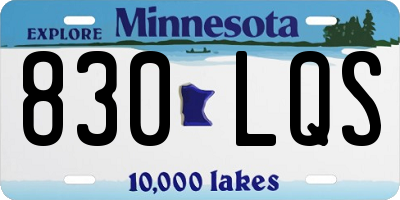 MN license plate 830LQS