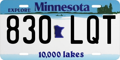 MN license plate 830LQT
